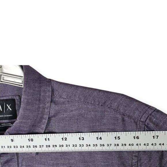 Armani Exchange (A|X) Short Sleeve Button Down - Men's Large - Purple Fitted - Picture 2 of 10